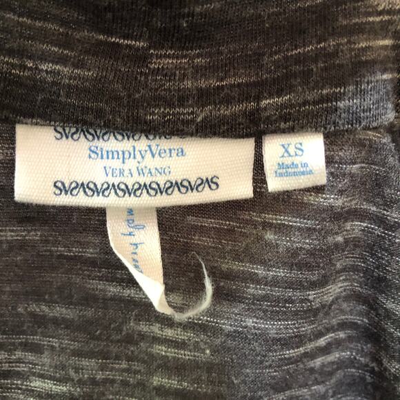 Simply Vera X-SMALL Low Drape Neck Faux Collar Heathered Raw Hem Blouse - Picture 6 of 8